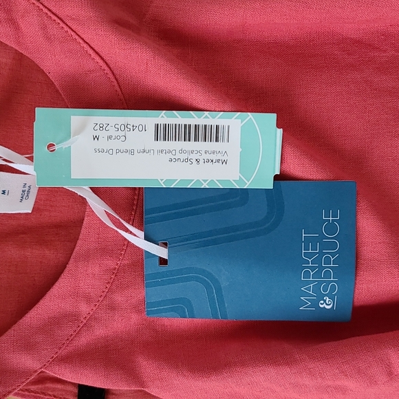 Market & Spruce Coral Linen Spring Dress Sz. S - Picture 6 of 9